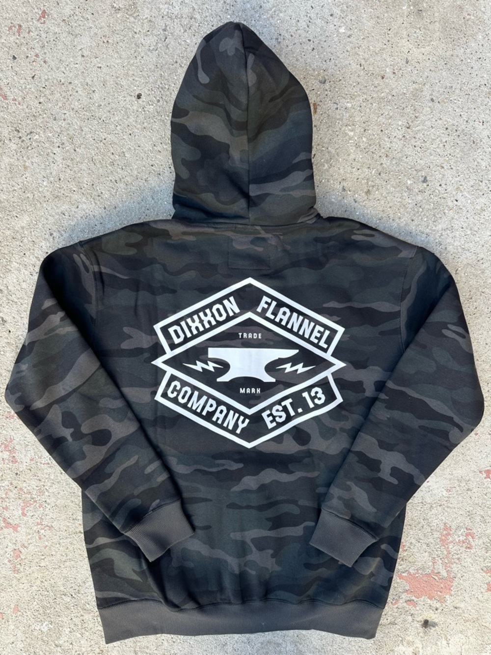 DIXXON FLANNEL Zip Hoodie White Forged Black Black Camo Medium Workwear NEW
